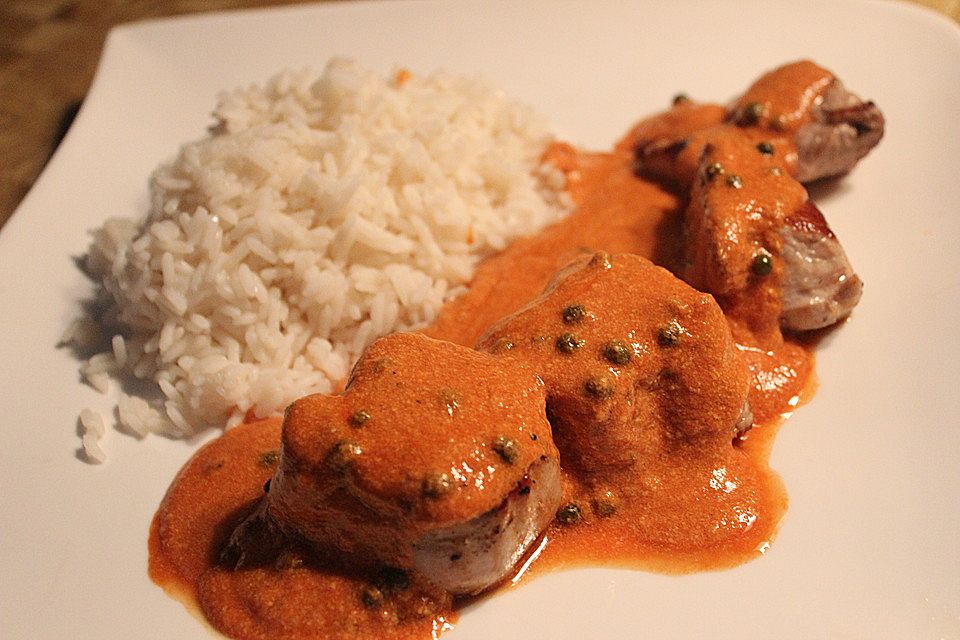 Schweinefilet in Pfefferrahmsoße