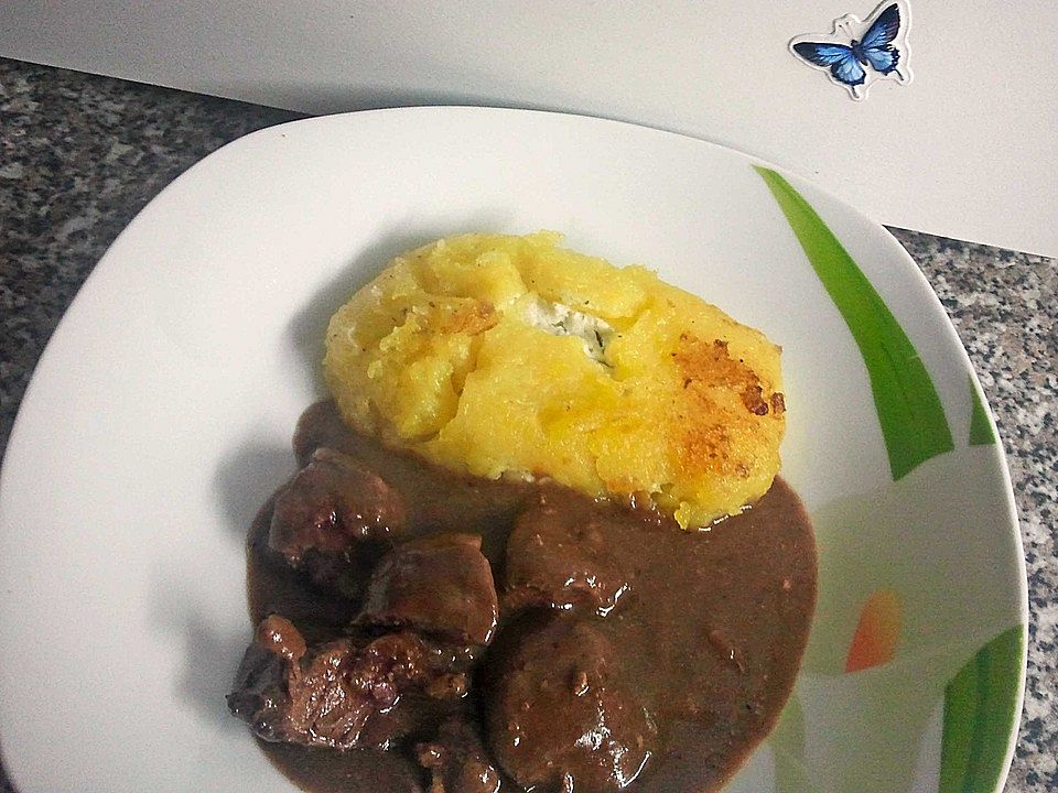 Scharfe Leber mit gefüllten Kartoffeltaschen von blondesDornröschen ...