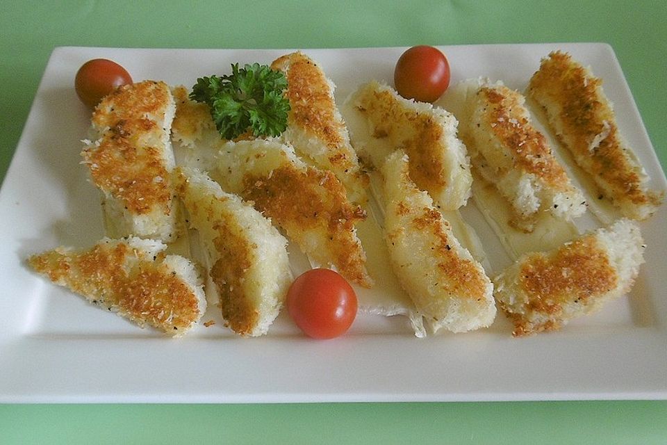 Panierte Kokos-Birnen mit Camembert