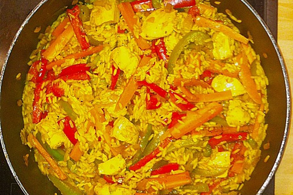 Curry-Putenfleisch mit Reis