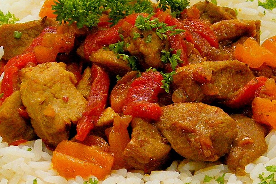 Curry-Putenfleisch mit Reis