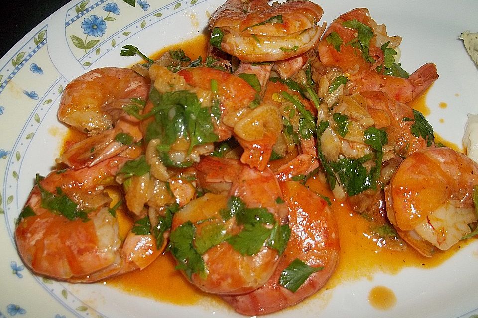 Gambas in roter Soße