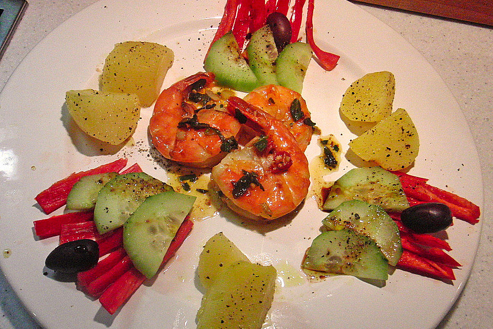 Gambas in roter Soße