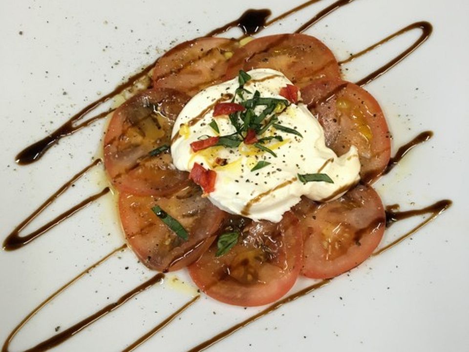 Tomaten Carpaccio mit gebackenem Ziegenkäse von schnurzelchen aus Landes Chefkoch