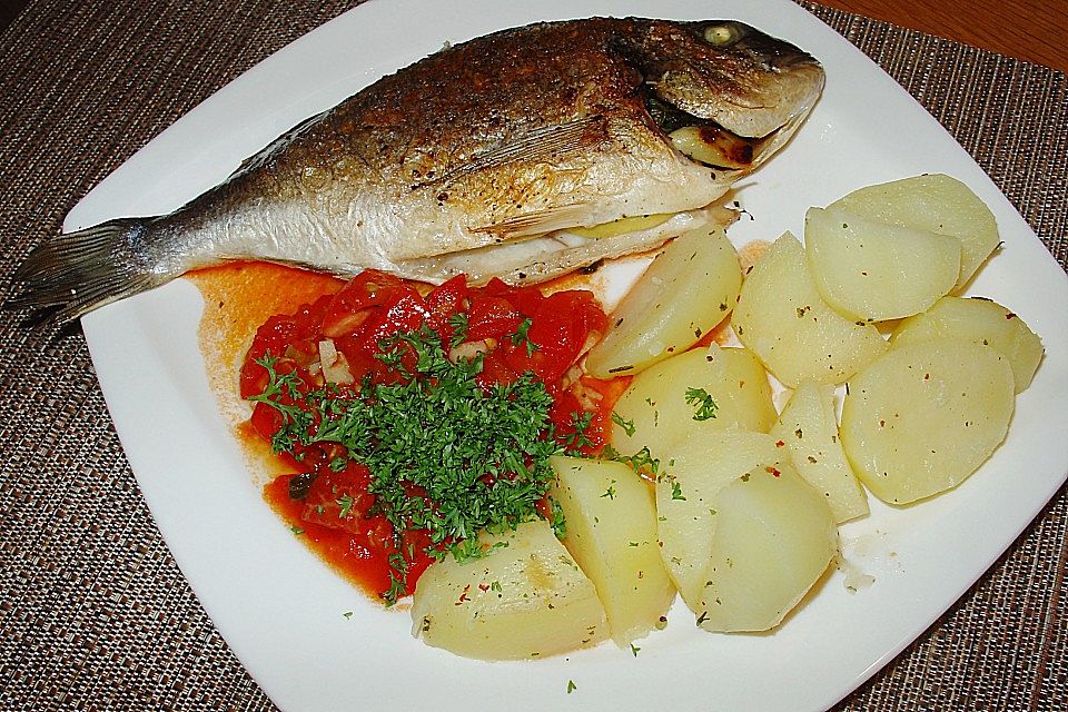 Dorade mit Tomatengemüse