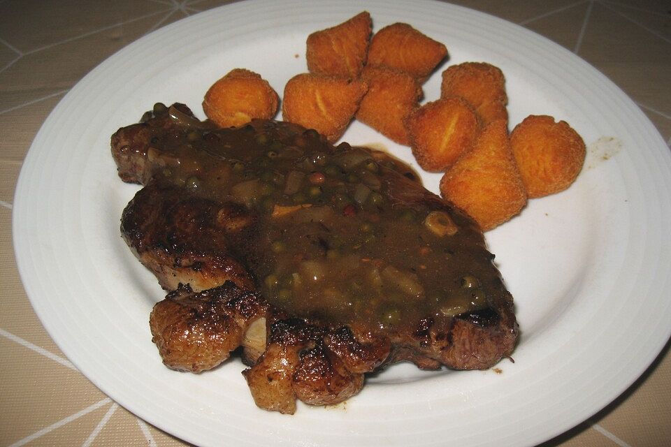 Pfeffersteak mit Weinbrandsoße