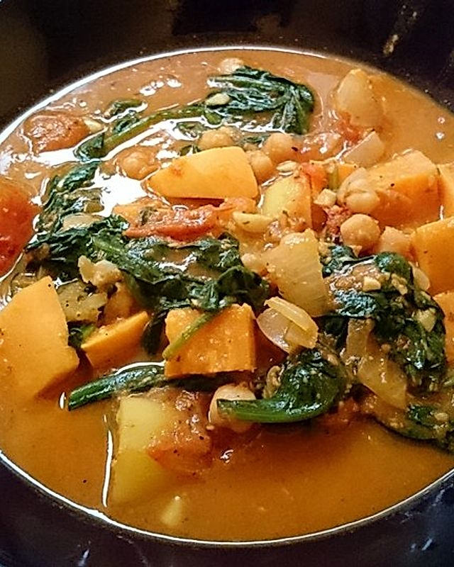 Kichererbsen-Spinat-Kartoffel-Curry