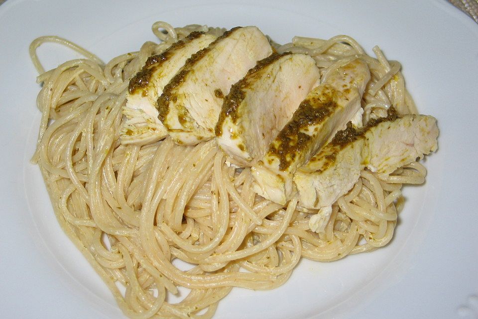 Hähnchenfilets in Zitronensoße mit Spaghetti