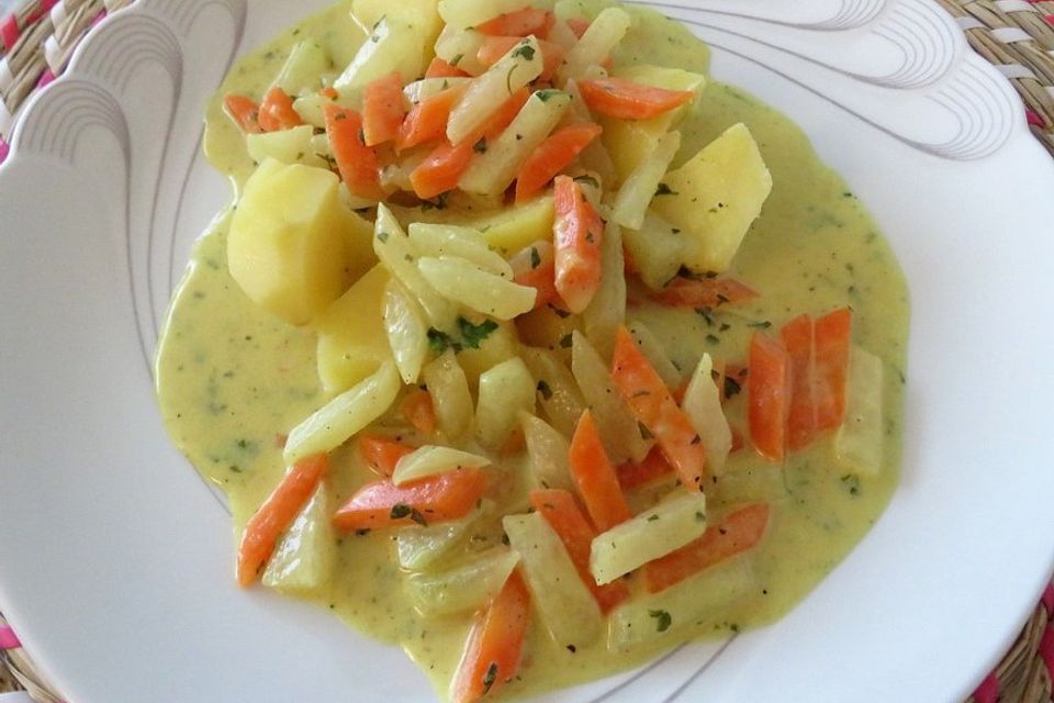 Möhren-Kohlrabi-Sahne-Gemüse