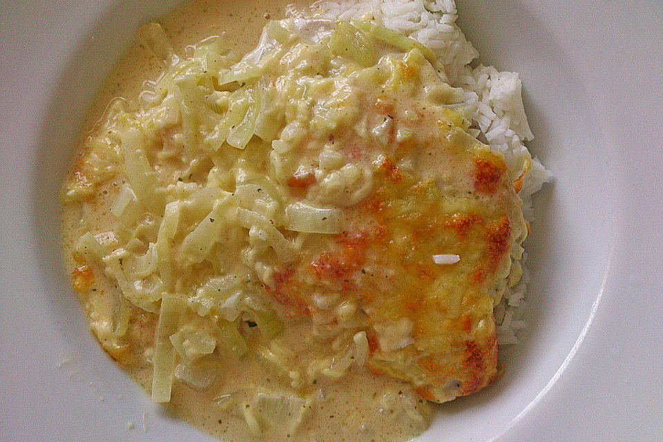 Zwiebel-Sahne-Schnitzel-Auflauf