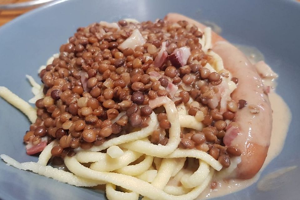 Linsen mit Spätzle