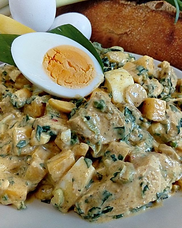Curry-Eiersalat mit Mango und Bärlauch