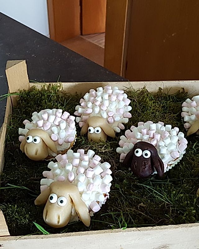 Cupcake-Schafe mit Marshmallow-Frosting