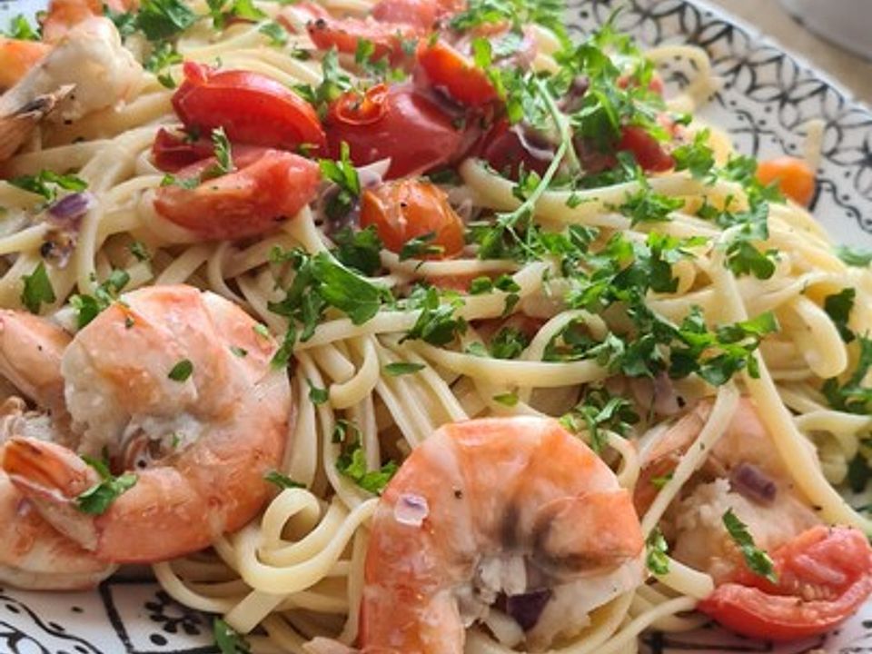 Spaghetti mit Tomaten-Garnelen Soße von libra1710| Chefkoch Spaghetti mit Tomaten-Garnelen Soße von libra1710| Chefkoch