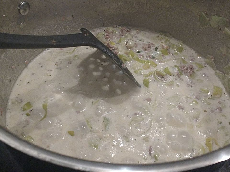 Fettarme Hackfleisch-Lauchsuppe mit Frischkäse von agripina | Chefkoch