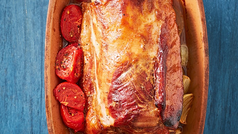 Bauer Harms´ Kasselerbraten im Römertopf mit Honig, Senf, Tomatensauce ...