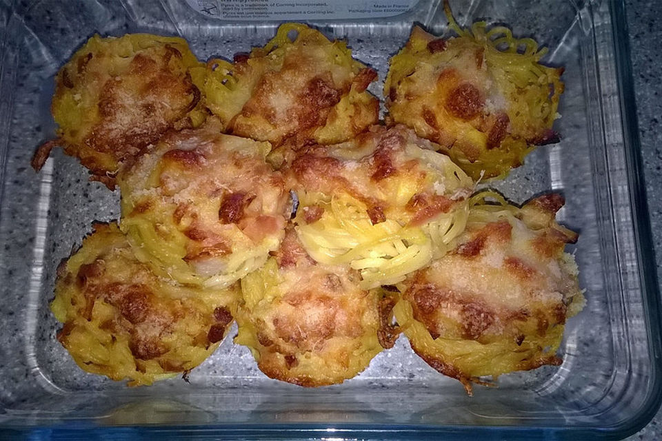 Spaghetti Muffins a la Carbonara