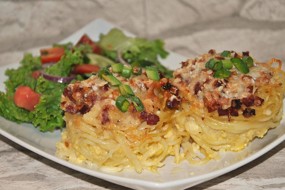 Spaghetti Muffins a la Carbonara