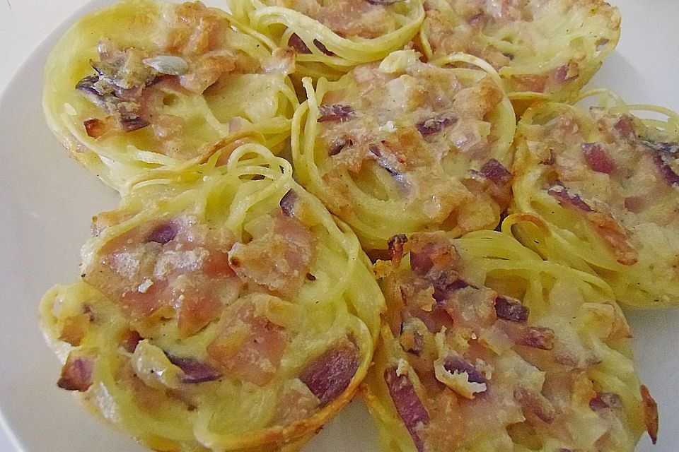 Spaghetti Muffins a la Carbonara