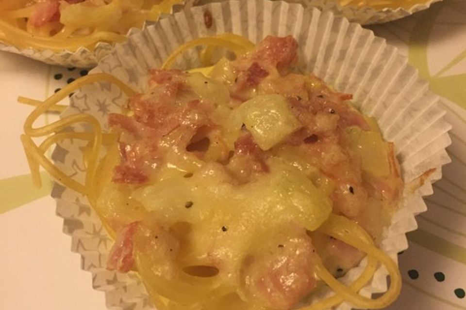 Spaghetti Muffins a la Carbonara