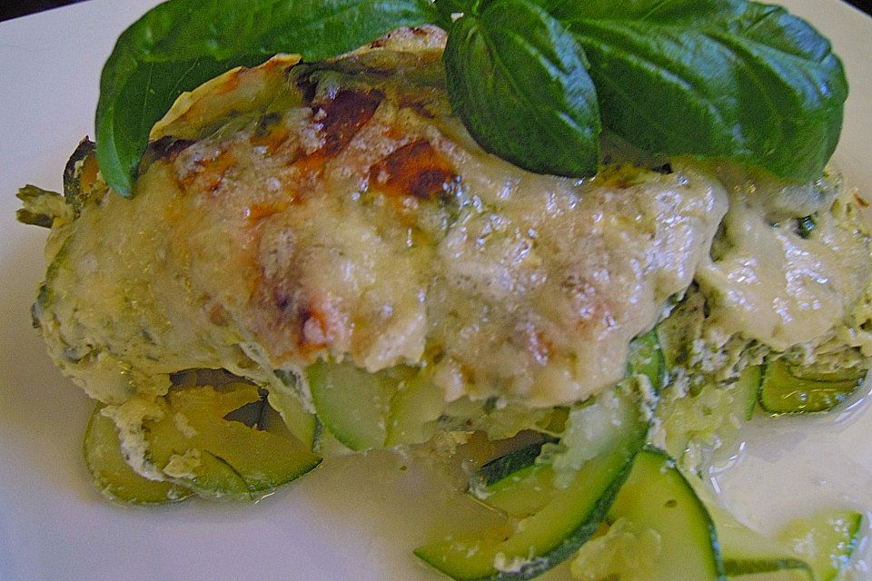 Zucchiniauflauf mit Rotbarschfilet