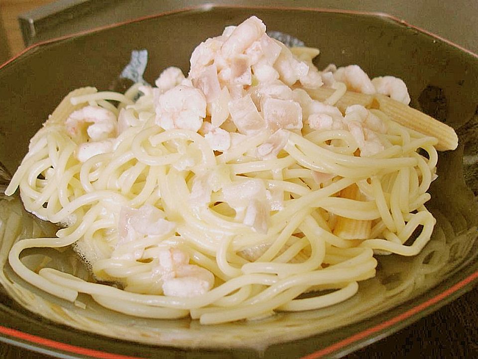 Spaghetti mit Krabben und Sahnesoße - Kochen Gut | kochengut.de