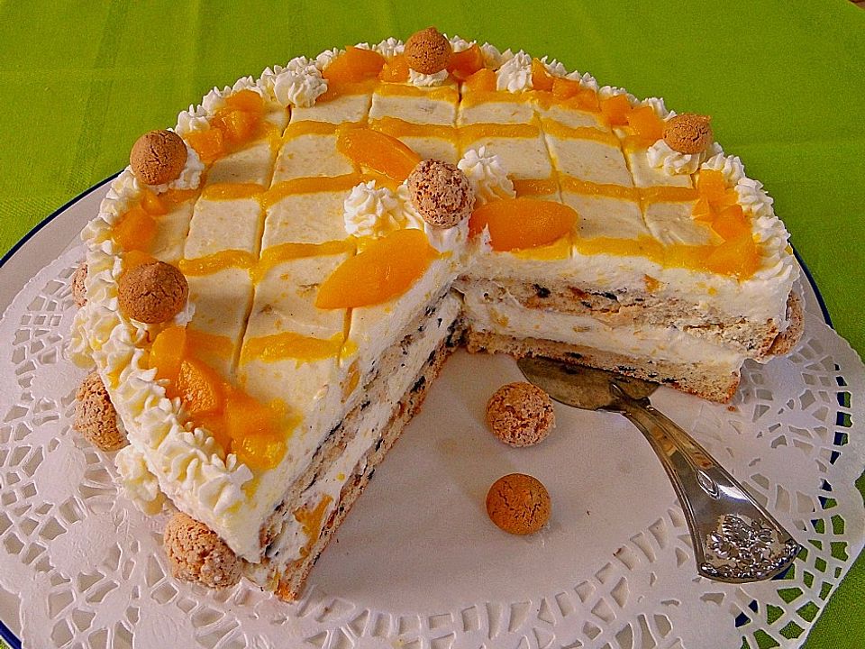 Pfirsich-Amaretto-Torte von Backmouse| Chefkoch