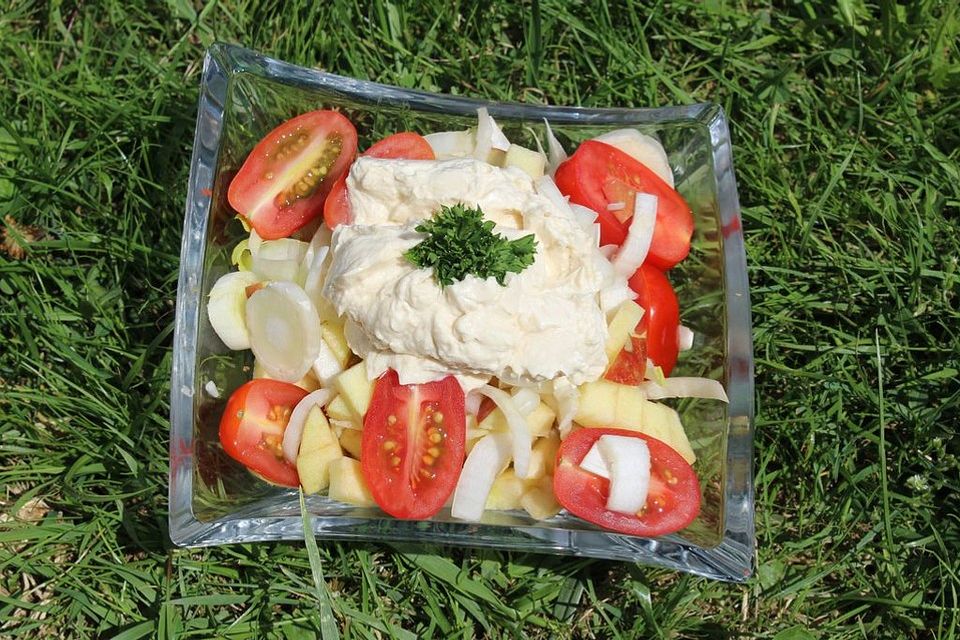 Chicoree - Salat mit Kräuterfrischkäse - Dressing