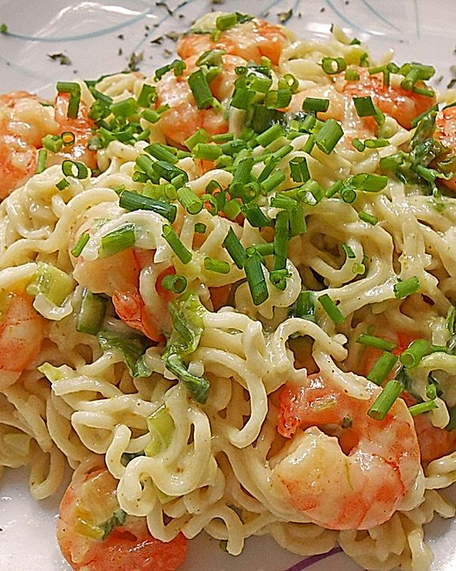 Curry-Shrimps-Sauce mit Mie-Nudeln
