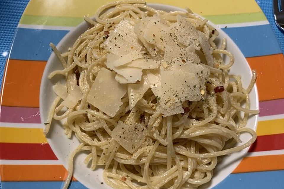 Spaghetti aglio e olio mit Bacon