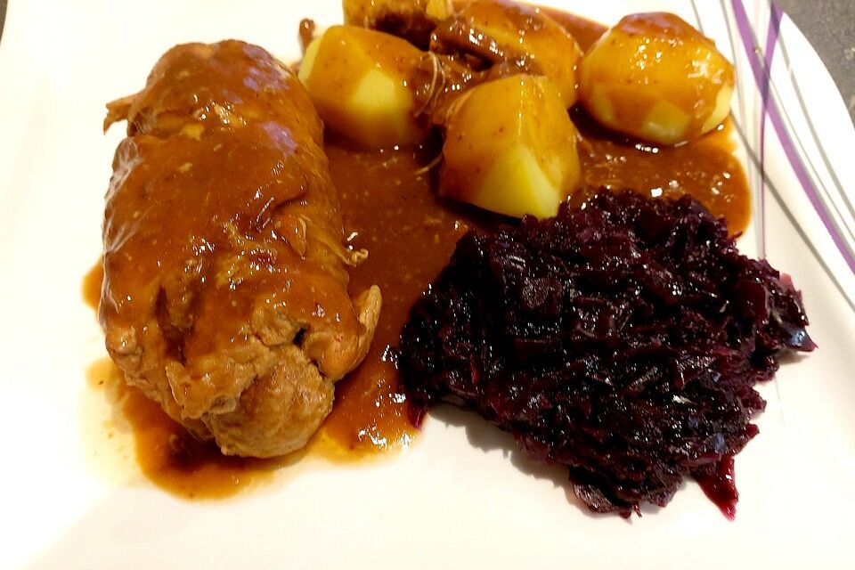 Putenrouladen in Schwarzbiersauce