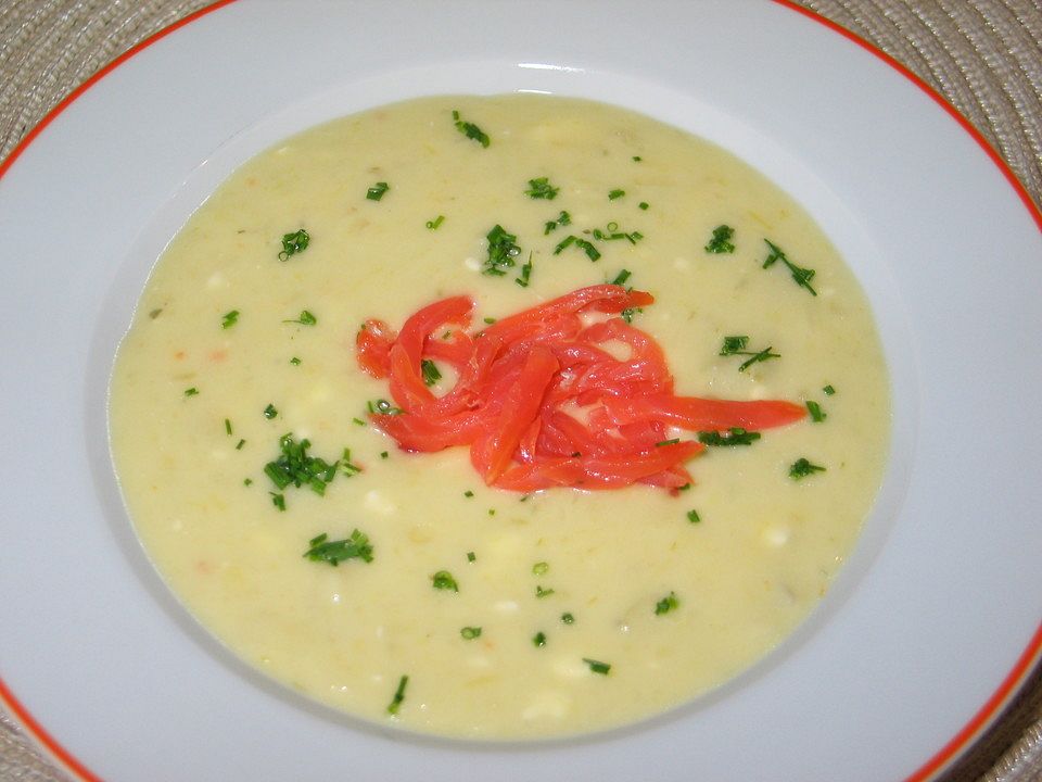 Käse-Lauch-Suppe mit Lachsstreifen von moni_1084| Chefkoch