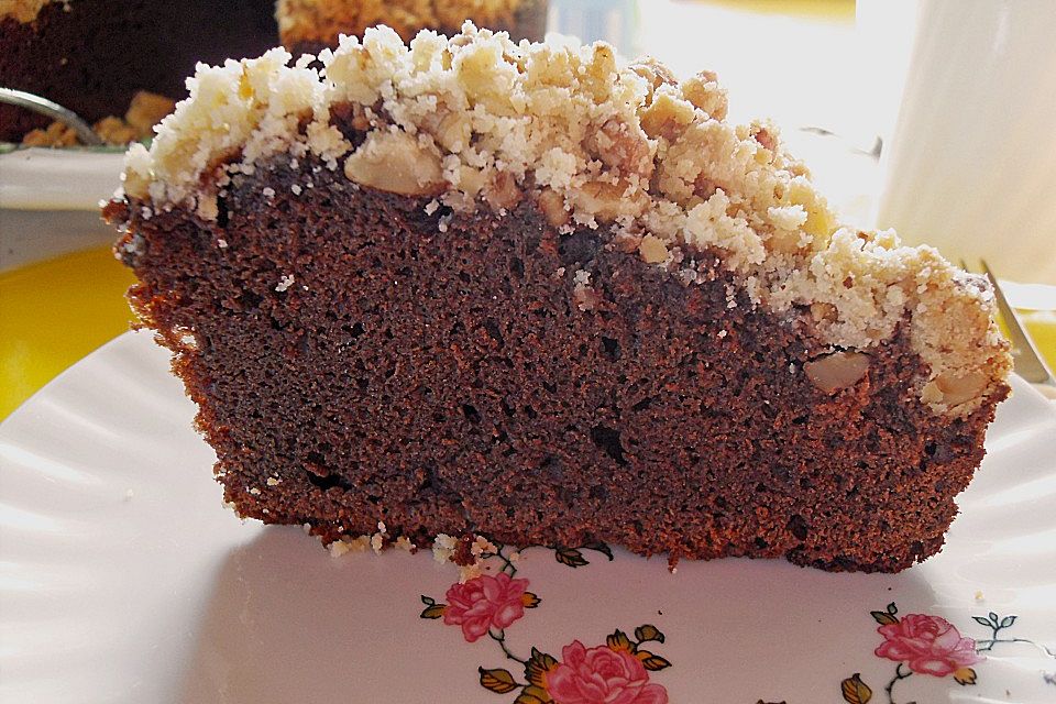 Browniekuchen mit Walnussstreuseln Browniekuchen mit Walnussstreuseln