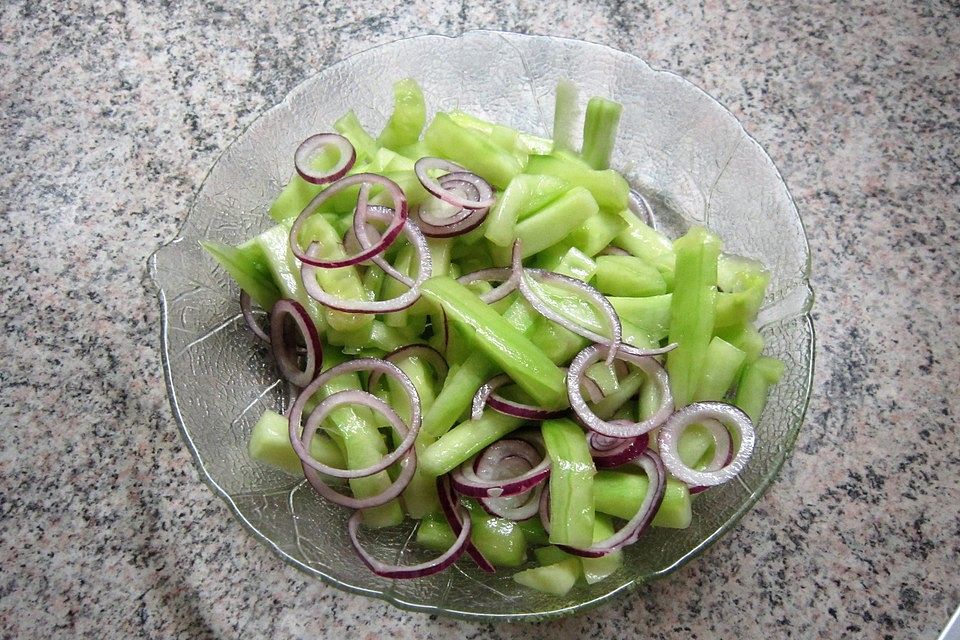 Gurkensalat mit roten Zwiebeln