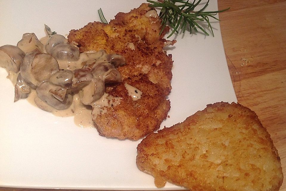 Schnitzel in Pilz - Rahmsoße