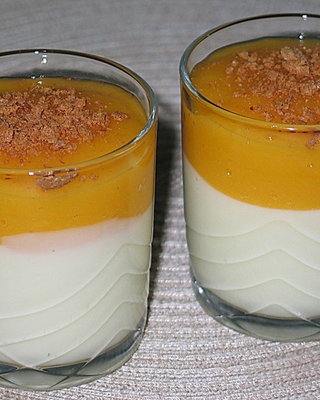 Vanille-Dessert mit Mango-Limettensoße