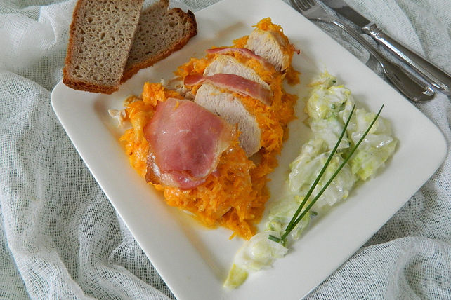 Hähnchenbrustfilets mit Karotten-Käse-Kruste von Juulee| Chefkoch