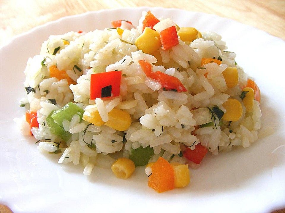 Reissalat mit frischen Käutern, Paprika und Mais| Chefkoch