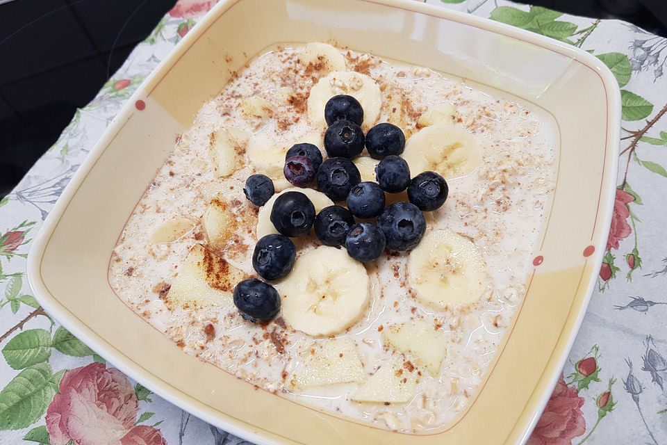 Haferbrei mit frischem Obst und Zimt