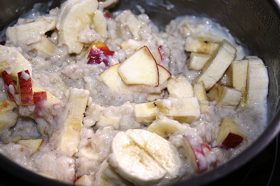 Haferbrei mit frischem Obst und Zimt