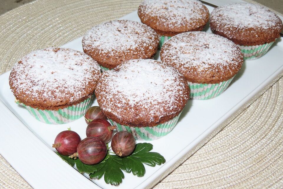 Stachelbeer-Muffins mit Cappuccino