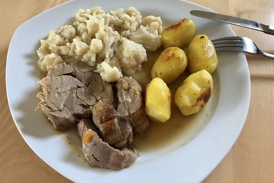 Putenrollbraten in Cidresauce