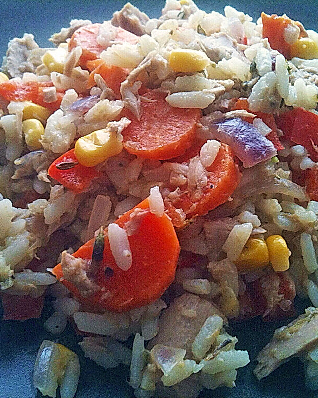 Reispfanne mit Thunfisch und Gemüse