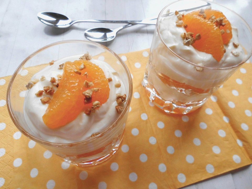 Fruchtiges Mandarinen-Pudding-Dessert von primaballerina111 | Chefkoch