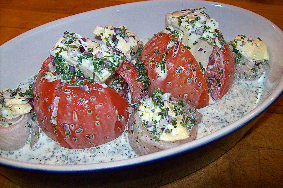 Schollenröllchen mit Tomaten