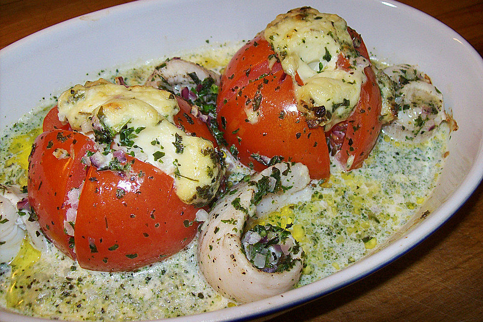 Schollenröllchen mit Tomaten