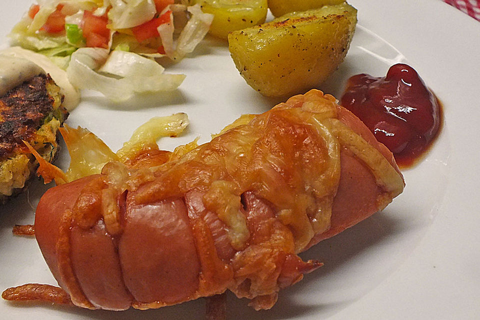 Fleischwurst mit Käse überbacken nach Nobbys Art