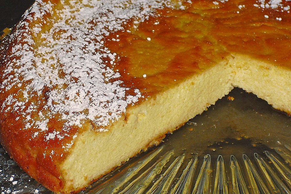 Käsekuchen aus Grieß und Quark mit Mandarinen