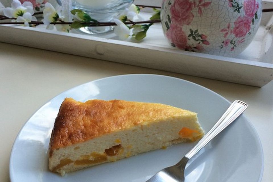 Käsekuchen aus Grieß und Quark mit Mandarinen