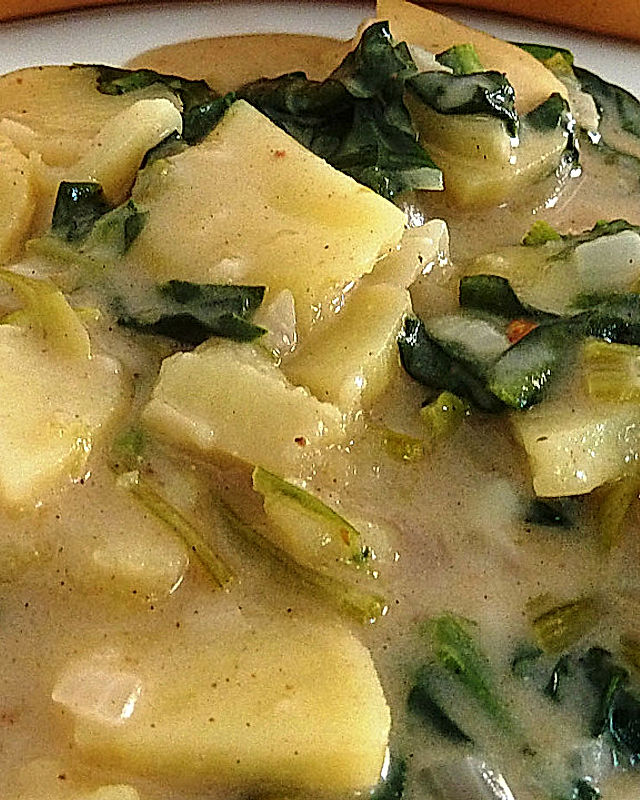 Kartoffel-Mangoldgemüse in Joghurtsauce
